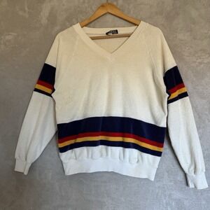 L. Magnin Women's Sweater Multicolored Stripe Size Medium Preowned Flaws‎